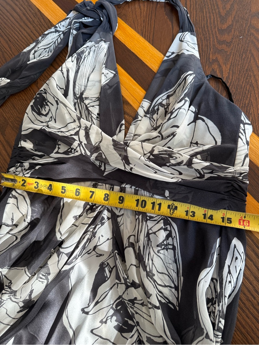 Charcoal Gray & White Floral Halter Maxi Dress - Picture 15 of 15